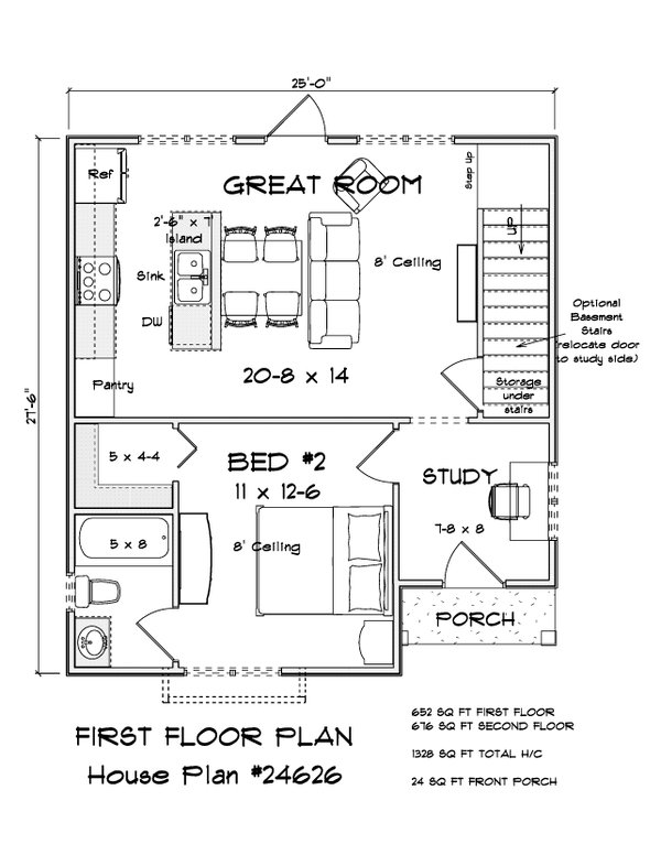 House Blueprint - Cottage Floor Plan - Main Floor Plan #513-2419