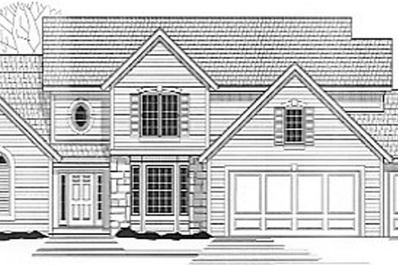 Exterior - Front Elevation for Traditional House Plan #67-407 - 4 bed, 2.5 bath
