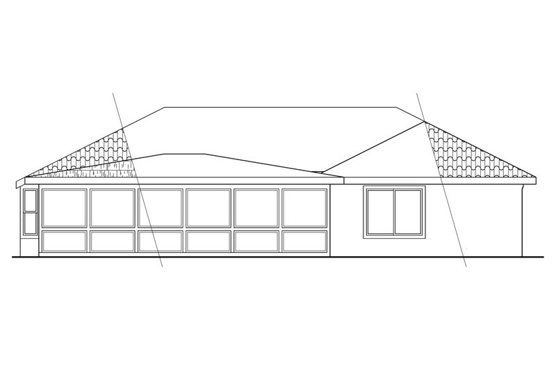 Home Plan - Exterior - Rear Elevation for Mediterranean House Plan #124-232 - 3 bed, 2 bath