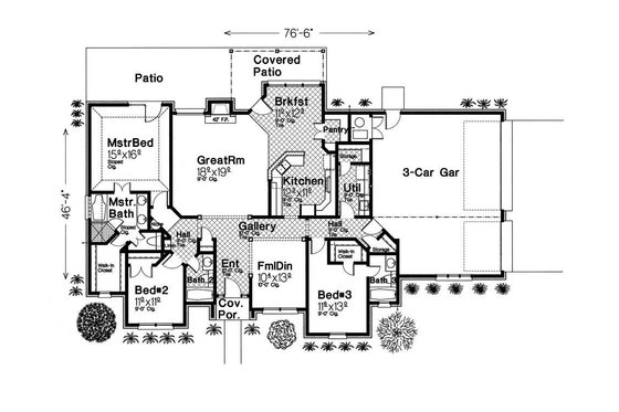 Floor Plan - Main Floor for European House Plan #310-430 - 3 bed, 3 bath