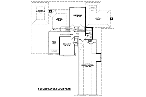 Floor Plan - Upper Floor for European House Plan #81-1167 - 3 bed, 3 bath