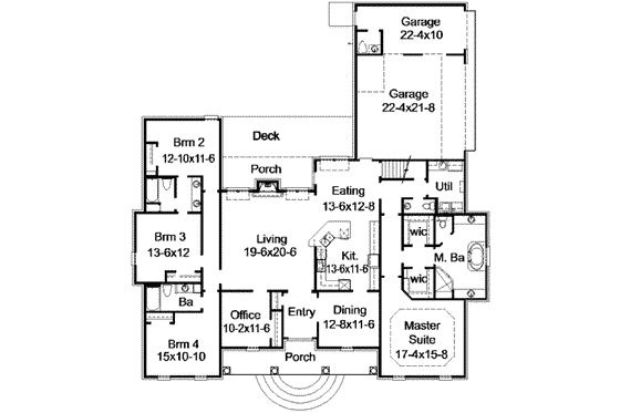 Floor Plan - Main Floor for European House Plan #15-294 - 4 bed, 3.5 bath