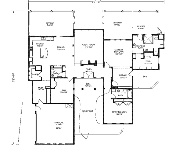Adobe / Southwestern Floor Plan - Main Floor Plan #24-281