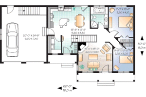 Floor Plan - Main Floor for Farmhouse House Plan #23-642 - 2 bed, 1 bath