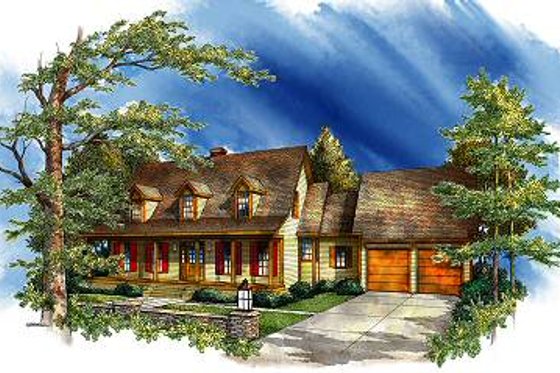 Exterior - Front Elevation for Country House Plan #71-115 - 4 bed, 3 bath