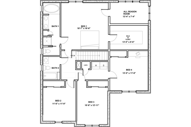 Traditional Style House Plan - 4 Beds 2.5 Baths 2216 Sq/Ft Plan #497-65 ...