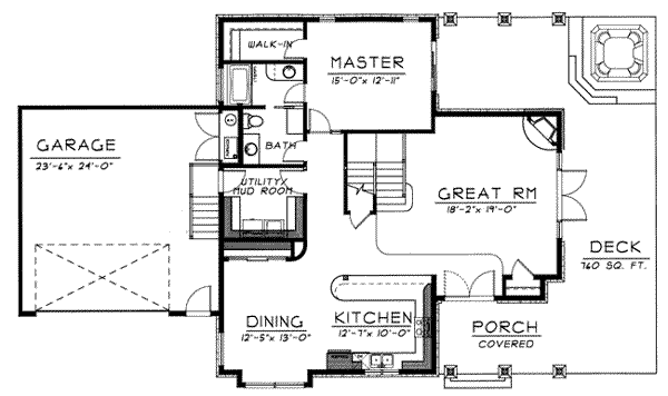 House Plan Design - Farmhouse Floor Plan - Main Floor Plan #100-214