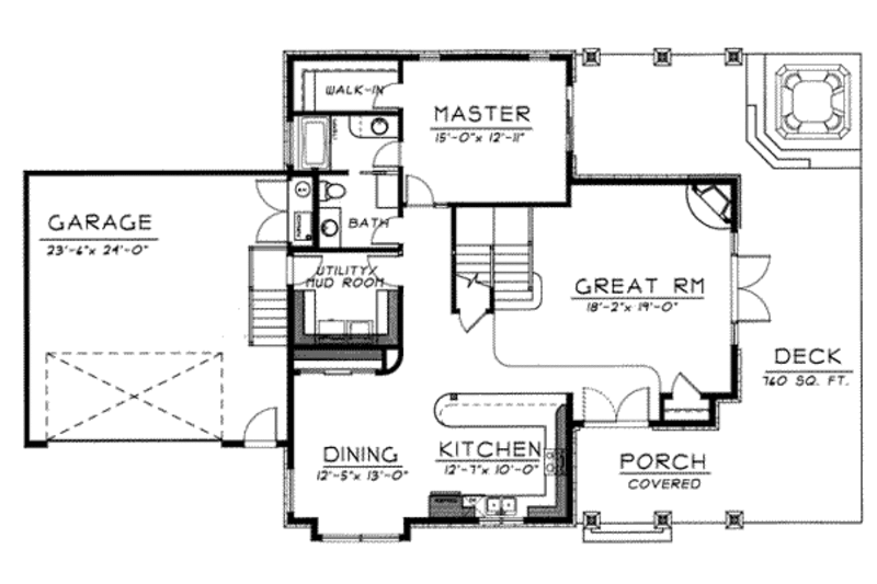 Home Plan - Floor Plan - Main Floor for Farmhouse House Plan #100-214 - 4 bed, 2 bath