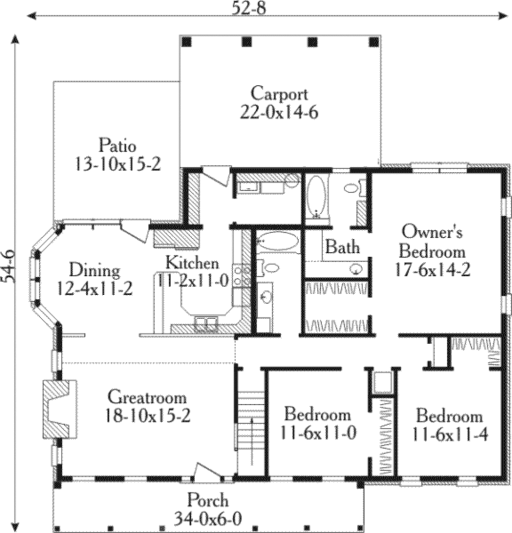 Country Style House Plan 3 Beds 2 Baths 1656 Sq Ft Plan 406 157