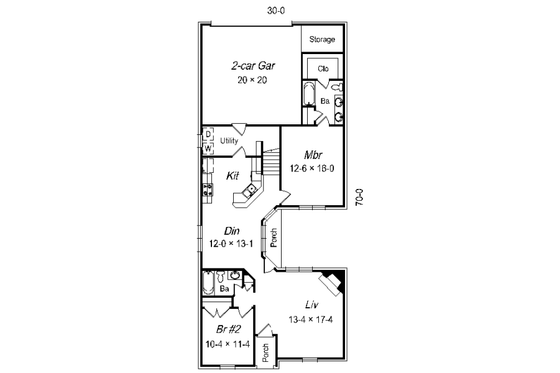 Floor Plan - Main Floor for Traditional House Plan #329-221 - 4 bed, 3 bath