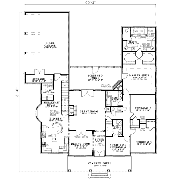 Home Plan - Southern Floor Plan - Main Floor Plan #17-2154