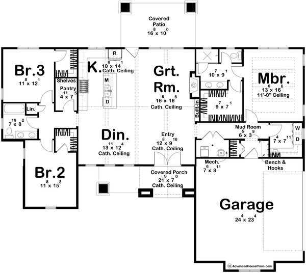 Craftsman Floor Plan - Main Floor Plan #455-275