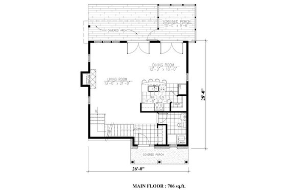Floor Plan - Main Floor for Farmhouse House Plan #138-345 - 3 bed, 1.5 bath