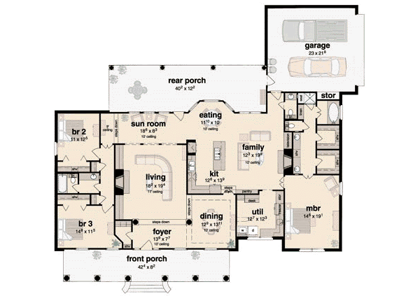 Southern Floor Plan - Main Floor Plan #36-221