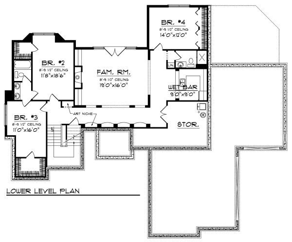 House Plan Design - European Floor Plan - Lower Floor Plan #70-884