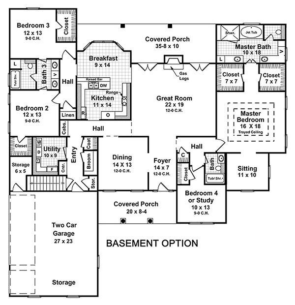 Dream House Plan - Main level floor plan - 2800 square foot Country home