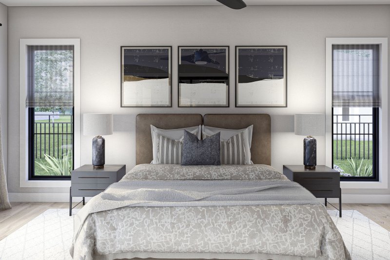 House Blueprint - Interior - Master Bedroom for Mediterranean House Plan #455-620 - 2 bed, 2 bath