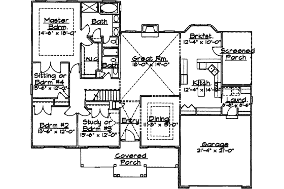 Floor Plan - Main Floor for Traditional House Plan #31-106 - 3 bed, 2 bath