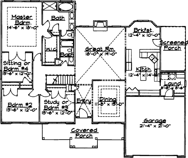 House Blueprint - Traditional Floor Plan - Main Floor Plan #31-106