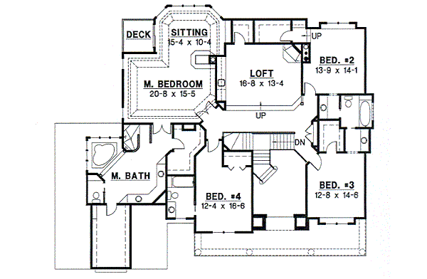 European Floor Plan - Upper Floor Plan #67-625