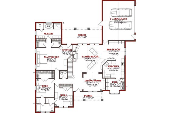 Floor Plan - Main Floor for European House Plan #63-320 - 4 bed, 3.5 bath
