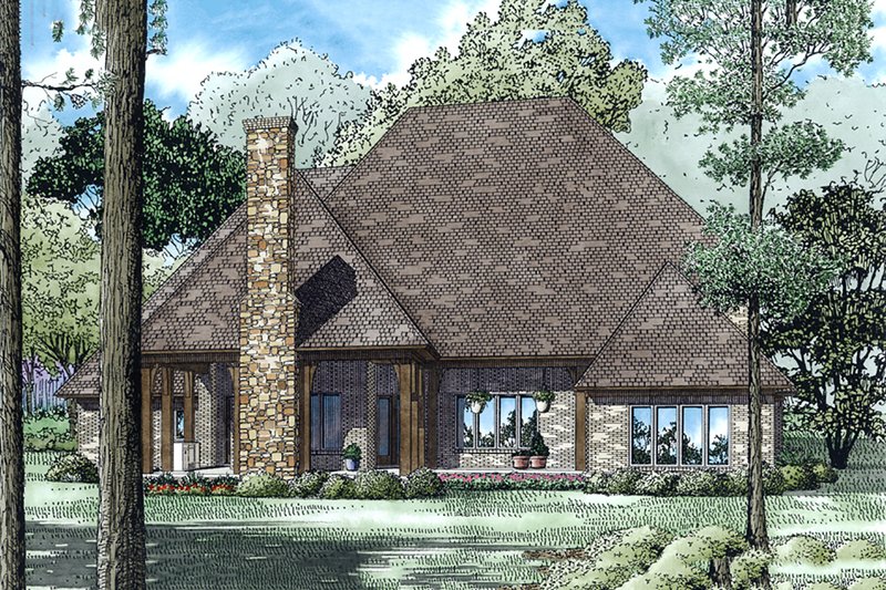 Home Plan - Exterior - Rear Elevation for European House Plan #17-2568 - 5 bed, 4.5 bath