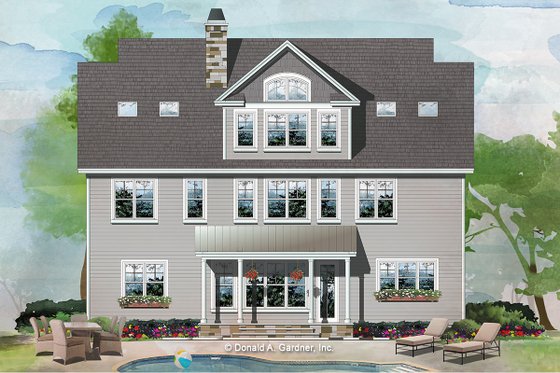 Exterior - Rear Elevation for Craftsman House Plan #929-1079 - 5 bed, 4.5 bath