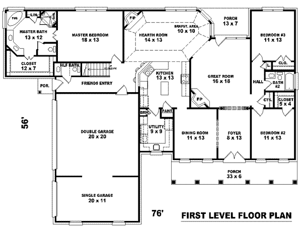 Southern Floor Plan - Main Floor Plan #81-1179