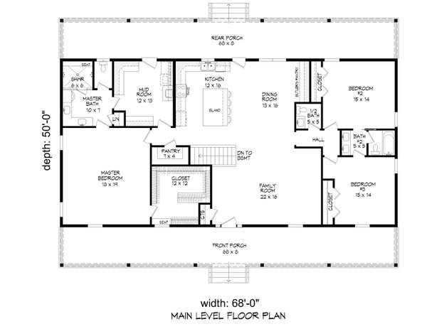 House Blueprint - Traditional Floor Plan - Main Floor Plan #932-414