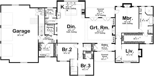 Home Plan - Floor Plan - Main Floor for Cottage House Plan #455-799 - 4 bed, 4 bath