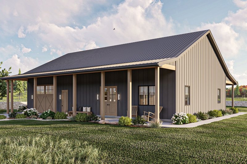 House Blueprint - Exterior - Other Elevation for Barndominium House Plan #455-543 - 2 bed, 1 bath