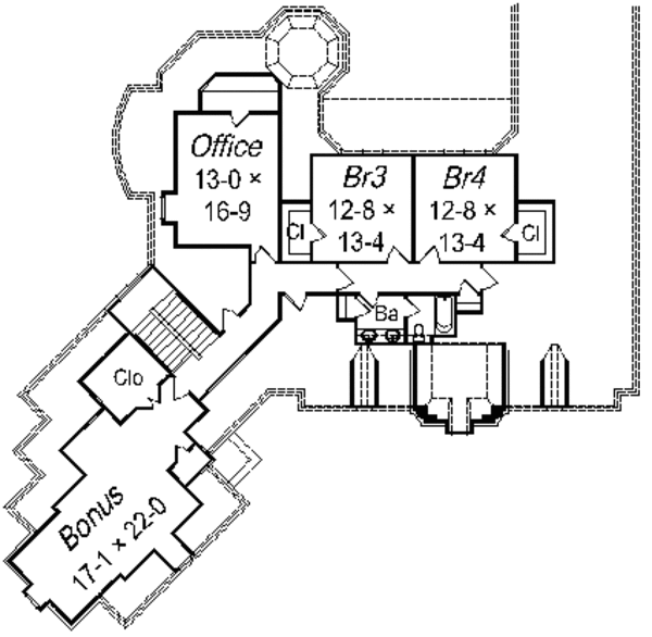 European Floor Plan - Upper Floor Plan #329-321