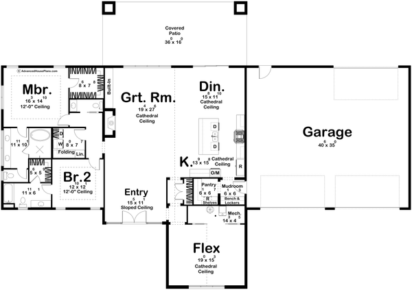 Architectural House Design - Floor Plan - Main Floor for Barndominium House Plan #455-825 - 2 bed, 2.5 bath