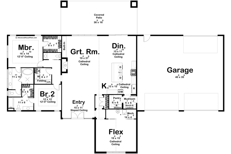 Architectural House Design - Floor Plan - Main Floor for Barndominium House Plan #455-825 - 2 bed, 2.5 bath