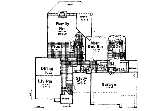 Floor Plan - Main Floor for Traditional House Plan #52-132 - 4 bed, 3.5 bath