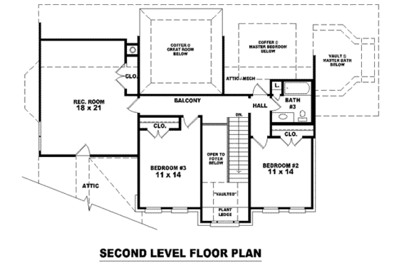 Floor Plan - Upper Floor for European House Plan #81-1134 - 3 bed, 3 bath