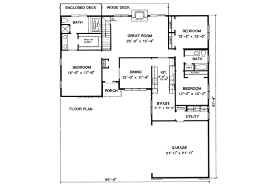 Floor Plan - Main Floor House Plan #10-141 - 3 bed, 2 bath