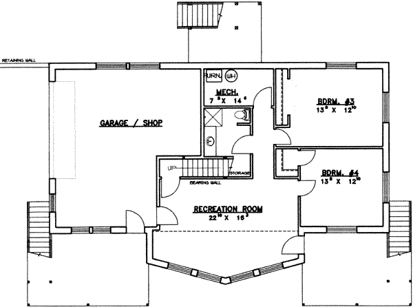 Contemporary Floor Plan - Lower Floor Plan #117-269