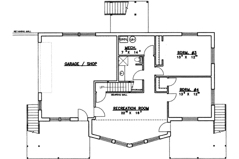 Architectural House Design - Floor Plan - Lower Floor for Contemporary House Plan #117-269 - 4 bed, 3 bath