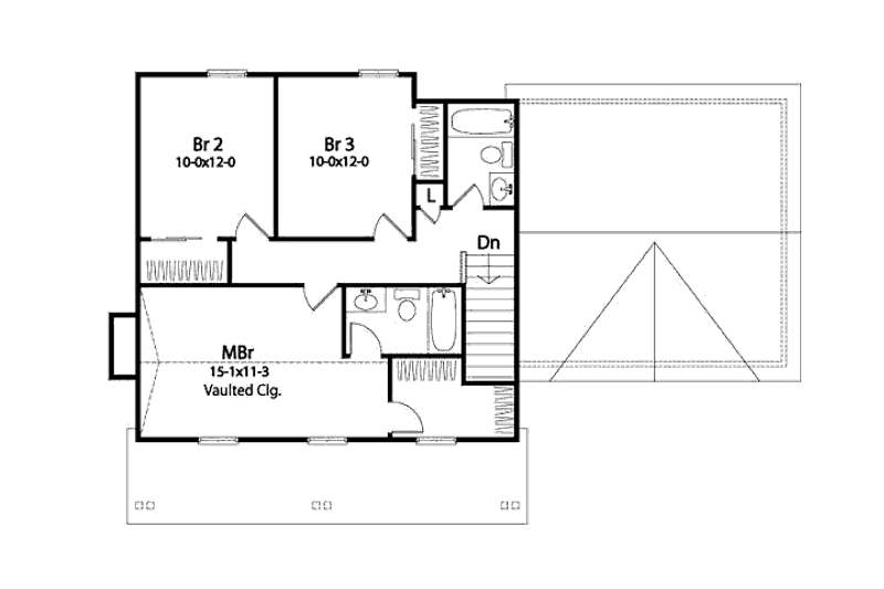 Home Plan - Floor Plan - Upper Floor for Country House Plan #22-531 - 3 bed, 2.5 bath