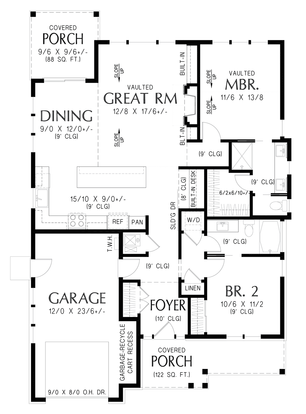Floor Plan - Main Floor for Farmhouse House Plan #48-1221 - 2 bed, 2 bath