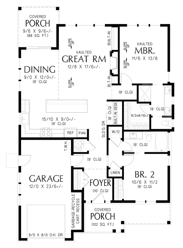Floor Plan - Main Floor for Farmhouse House Plan #48-1221 - 2 bed, 2 bath
