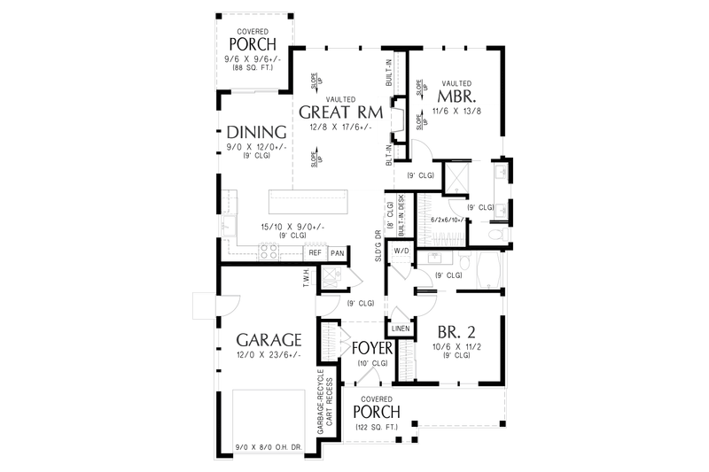 Architectural House Design - Floor Plan - Main Floor for Farmhouse House Plan #48-1221 - 2 bed, 2 bath