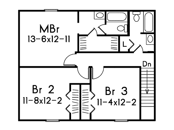 Colonial Floor Plan - Upper Floor Plan #57-245
