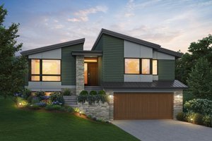 Contemporary Exterior - Front Elevation Plan #48-1148