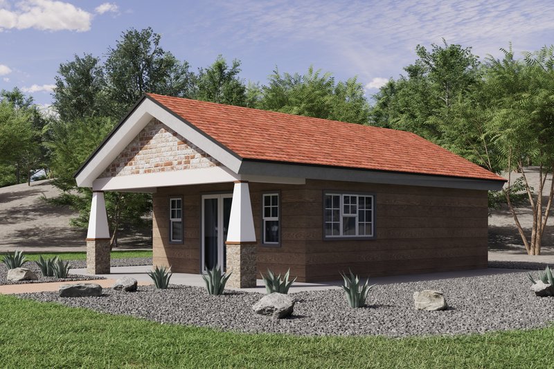 House Blueprint - Exterior - Front Elevation 3 for Craftsman House Plan #1106-113, 1 bath