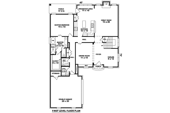 Floor Plan - Main Floor for European House Plan #81-940 - 3 bed, 2.5 bath