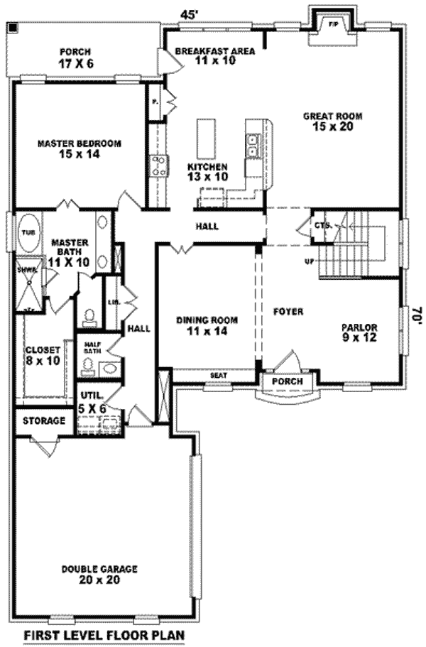 Floor Plan - Main Floor for European House Plan #81-940 - 3 bed, 2.5 bath