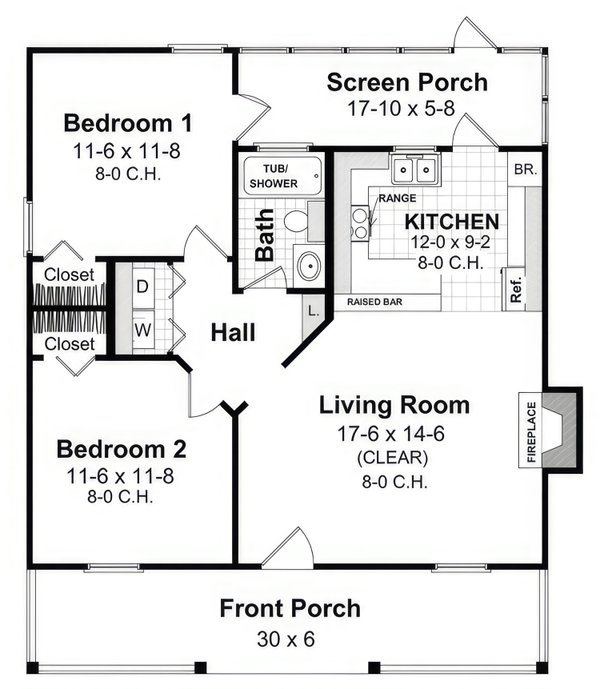 House Blueprint - Cottage Floor Plan - Main Floor Plan #21-599