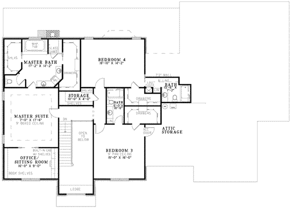 House Design - European Floor Plan - Upper Floor Plan #17-2184